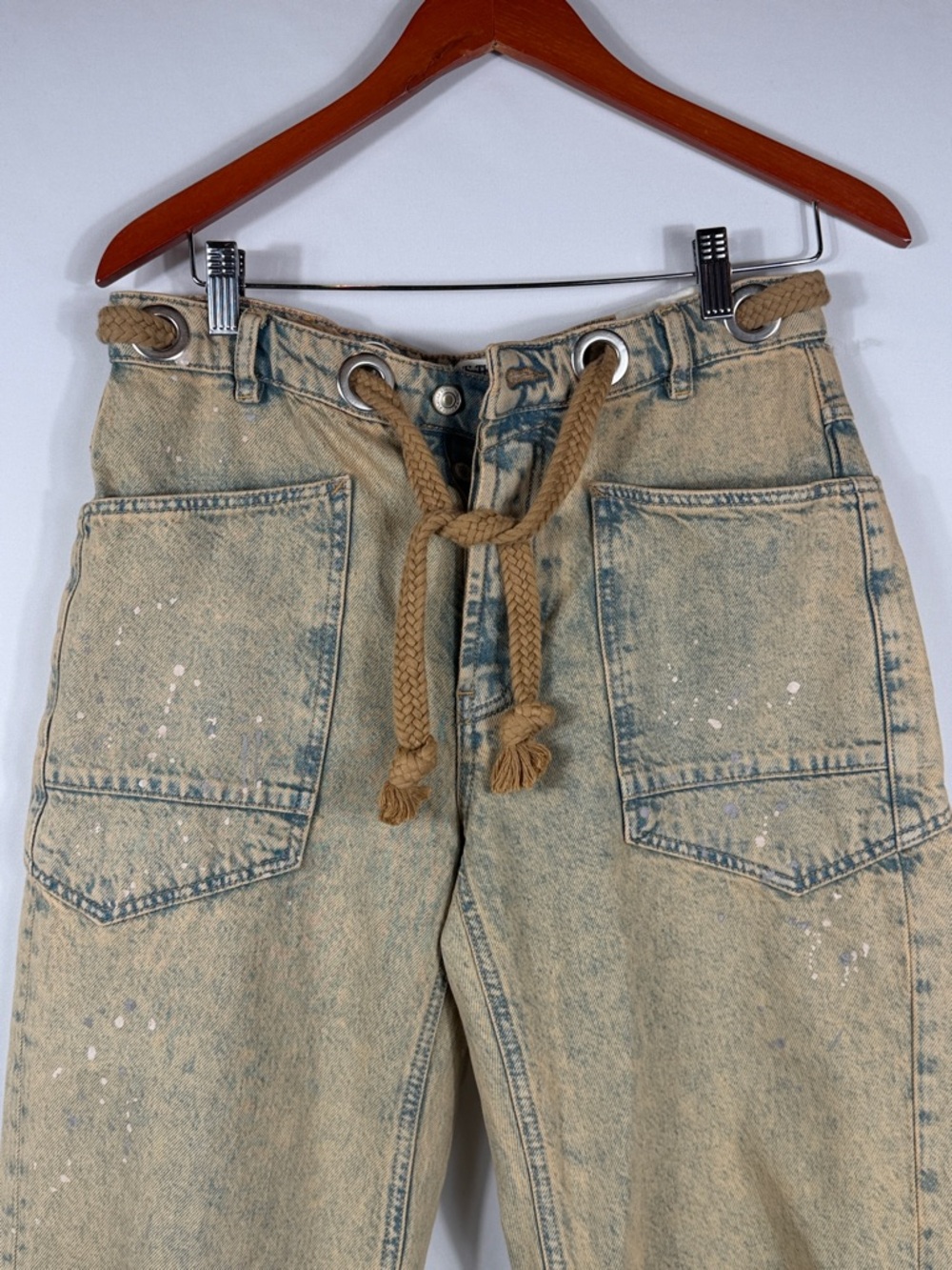 Free People Moxie Low Slung Pull-On Barrel Jeans Pants In Rodeo. Waist 30 inches - Picture 4 of 13